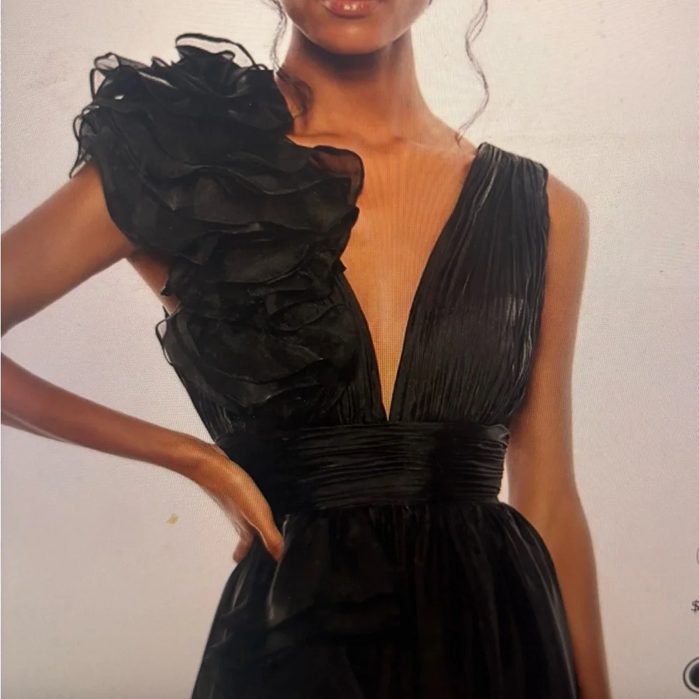 Mac Duggal Ruffled Shoulder Ball Gown - Picture 2 of 8